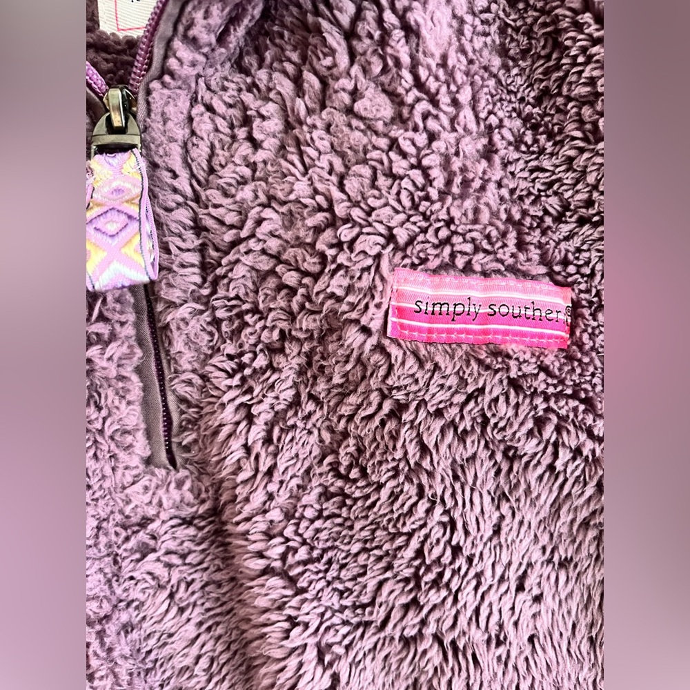 Simply Southern 1/4 Zip Sherpa Fleece Pullover Purple Soft Sweatshirt Women’s L - Picture 5 of 10